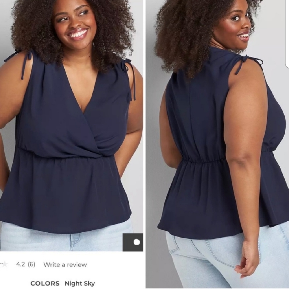 Used Lane Bryant sleeveless top. Navy Blue, size 22/24
